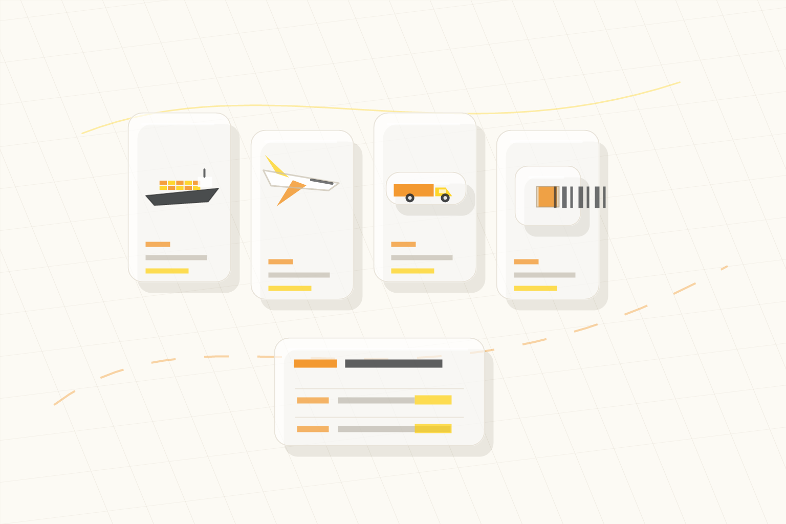 Multi-channel freight comparison with transport modes and quote rows