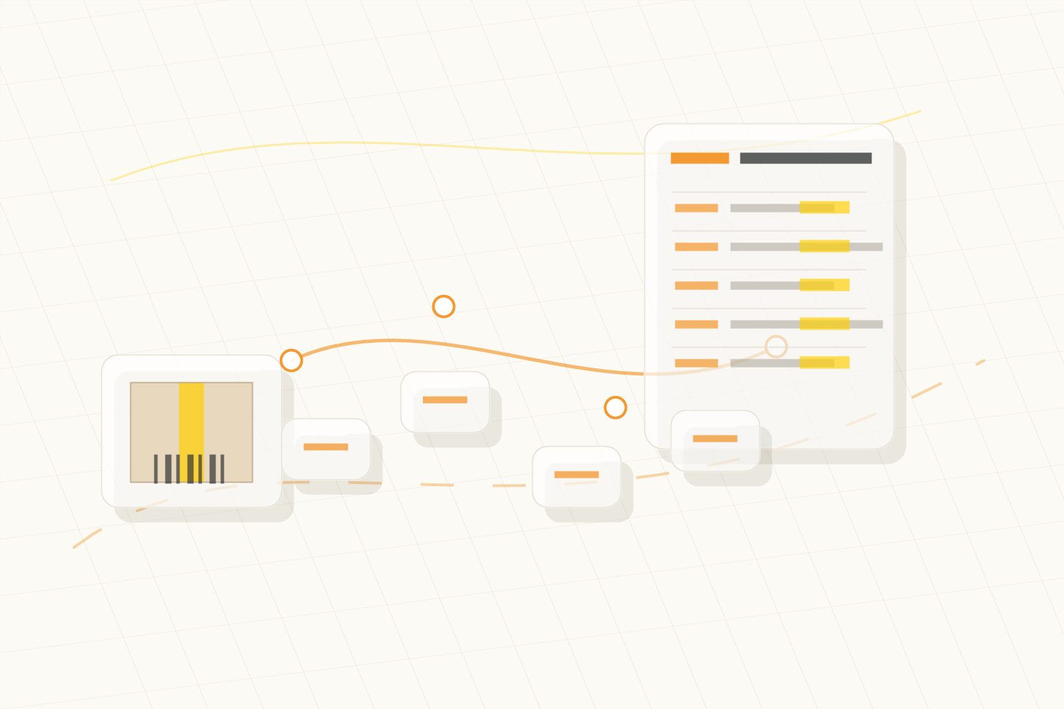 Order tracking path with warehouse packages status timeline and quote sheet